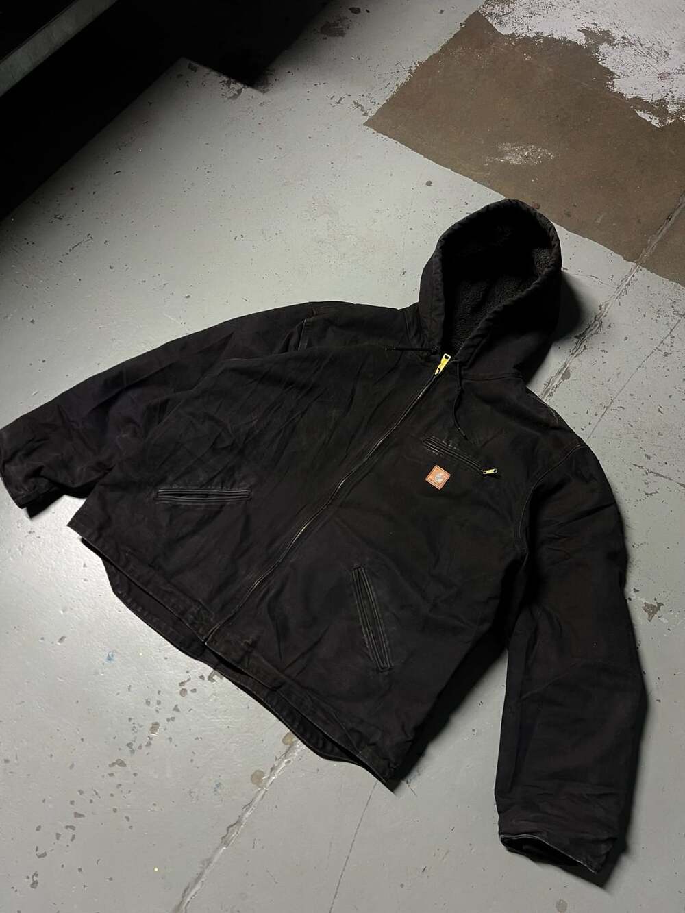 Carhartt Sierra Hooded Jacket 2XL Black Sherpa Lined Workwear Coat